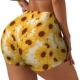 thumbnail image 1 of Rateoe Vintage Marble Pattern Sunflower Printed Power Workout Shorts for Women Tummy Control Squat Proof Ribbed Thick Seamless Scrunch Active Short-Medium, 1 of 8