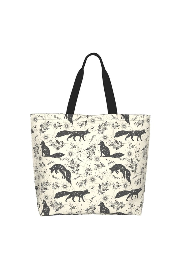 Vintage Moon Fox Tote Bag - Waterproof Lightweight Handbags Travel Shoulder Bag for Hiking Yoga Gym Swimming Travel Beach