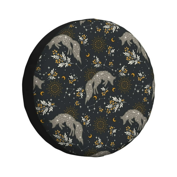 Rateoe Vintage Moon with Plants and Fox Pattern Tire Cover Wheel Protectors Weatherproof Wheel Covers Universal Fit for Trailer Rv SUV Truck Camper Travel Trailers Accessories-