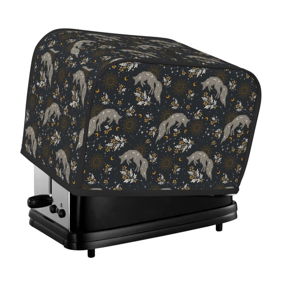Rateoe Vintage Moon with Plants and Fox Pattern Toaster Covers 2 Slice Wide Slot,Bread Machine Cover,Bread Dust Cover & Fingerprint Protection,Appliance Covers