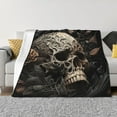 thumbnail image 1 of Rateoe Vintage Pattern Flower Skull Pattern Flannel Throw Blanket, Ultra-soft Blanket for Bed, Couch, Car, Hypoallergenic Anti-pilling blanket-80"x60"(Horizontal), 1 of 6