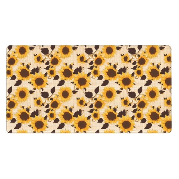 Rateoe Vintage Plaid Cute Sunflower Print Mouse Pad - Extended Large Gaming Mousepad,Non-Slip Stitched Edge,16x29.5 Inch