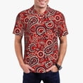 thumbnail image 1 of Rateoe Vintage Red Paisley Pattern Men's Short Sleeve Polo Shirts, Golf Polo Shirts Short Sleeve Performance Moisture Wicking Dry-XX-Large, 1 of 6