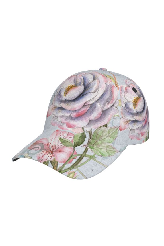 Vintage Rose Pattern Baseball Cap Outdoor Cap Mountain Dad Hat - Unstructured Soft Cotton Cap-Adjustable UV Protection Cap