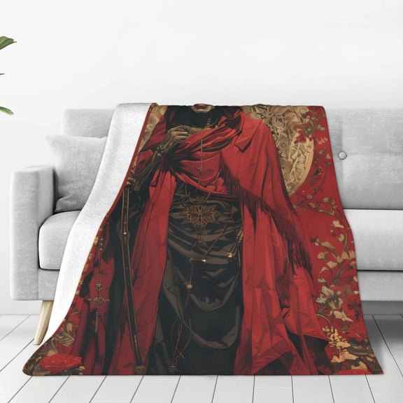 Rateoe Vintage Rose Scepter Skull Print Fuzzy Fleece Throw Blanket Extra Large,Super Soft,Fluffy and Warm Blankets for Couch,Bed,All Season Use (40"x30")