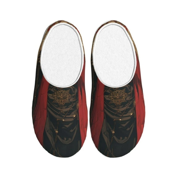 Rateoe Vintage Rose Scepter Skull Print Women's Men's Cotton Knit Slippers Lightweight Memory Foam Indoor House Shoes with Anti-Skid Sole-42/43