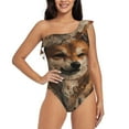 thumbnail image 1 of Rateoe Vintage Shiba Inu Art Pattern Women One Piece Swimsuits Tummy Control One Shoulder Bathing Suits Ruffle Swimwear-Medium, 1 of 6