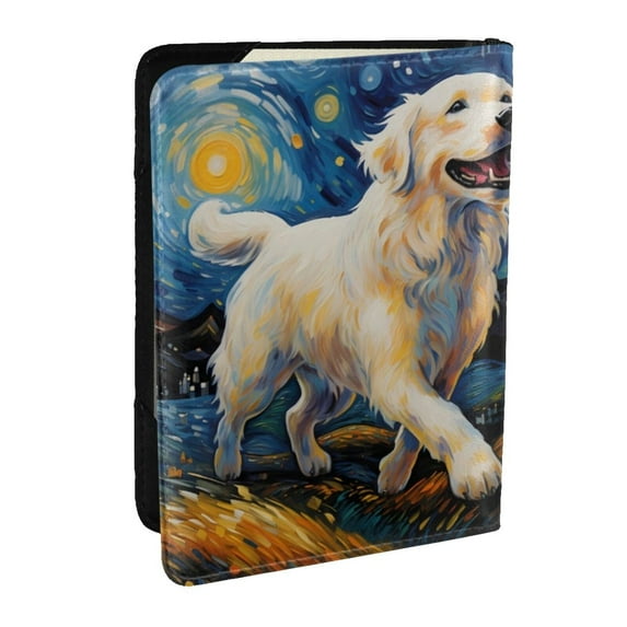 Rateoe Vintage Starry Sky Labrador A Pattern Passport Holder Wallet Leather Mulit-purpose Travel Wallet Credit Cards Case ,Passport Cover for Women Men-6.5 in