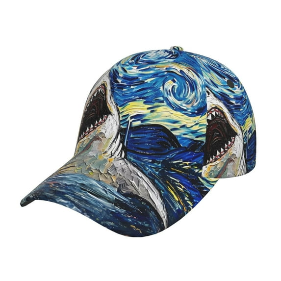 Rateoe Vintage Starry Sky Shark Pattern Baseball Cap Outdoor Cap Mountain Dad Hat - Unstructured Soft Cotton Cap-Adjustable UV Protection Cap