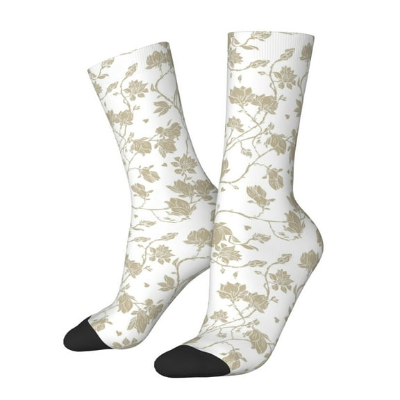 Rateoe Vintage Stylized White Color for Women Casual Calf Socks - Cute Crew Socks - Thin Soft Above Ankle Socks Size 5-11
