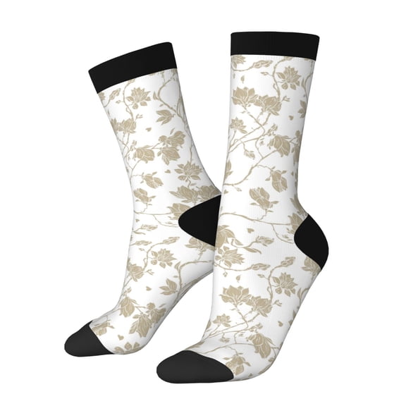 Rateoe Vintage Stylized White Color for Women Casual Calf Socks - Cute Crew Socks - Thin Soft Above Ankle Socks Size 5-11