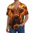 thumbnail image 1 of Rateoe Vintage Sunflower Cow B Pattern Men's Short Sleeve Classic Shirt, Casual Short-Sleeved Shirt, Lightweight Summer Shirt, Cuban Collar Shirt,Button-Front Shirt-XX-Large, 1 of 5