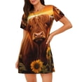 thumbnail image 1 of Rateoe Vintage Sunflower Cow B Print Women’s Nightdress – Cozy Cotton Short-sleeved Sleep Shirt, Loose-Fit Sleepwear, Perfect for Relaxing and Sleeping, 1 of 6