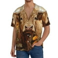 thumbnail image 1 of Rateoe Vintage Sunflower Cow Pattern Men's Short Sleeve Classic Shirt, Casual Short-Sleeved Shirt, Lightweight Summer Shirt, Cuban Collar Shirt,Button-Front Shirt-Medium, 1 of 5