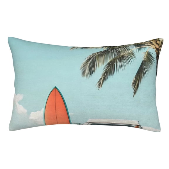 Rateoe Vintage Surf Van Beach Pattern Decorative Pillow Case,Throw Pillow Covers,Plush Pillow Cover,Soft Pillow Case,Velvet Pillow Case-14"x20"