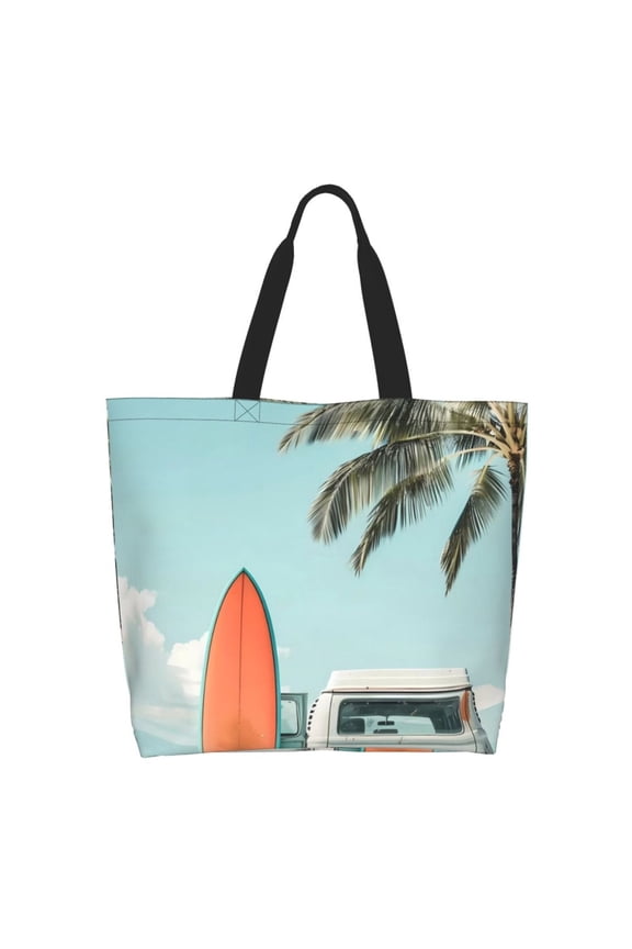 Vintage Surf Van Beach Tote Bag - Waterproof Lightweight Handbags Travel Shoulder Bag for Hiking Yoga Gym Swimming Travel Beach