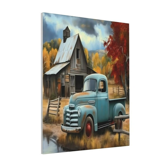 Rateoe Vintage Truck Farm Scene Pattern Decorative Picture – Unique Modern Wall Art, Ready-to-Hang Canvas Print for Home (Vertical)