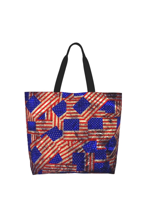 Vintage USA Flag Tote Bag - Waterproof Lightweight Handbags Travel Shoulder Bag for Hiking Yoga Gym Swimming Travel Beach