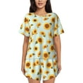 thumbnail image 1 of Rateoe Vintage White Polka Dot Sunflower Pattern Women's Short-Sleeved Pajama Set - 2 Piece Soft and Lightweight Sleepwear Set-X-Large, 1 of 7
