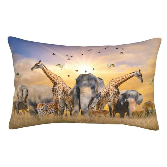 Rateoe Vintage Wildlife Protection Pattern Decorative Pillow Case,Throw Pillow Covers,Plush Pillow Cover,Soft Pillow Case,Velvet Pillow Case-16"x24"