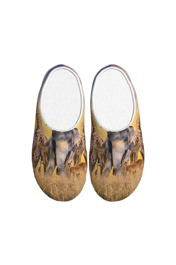 Vintage Wildlife Protection Print Women's Men's Cotton Knit Slippers Lightweight Memory Foam Indoor House Shoes with Anti-Skid Sole-44/45