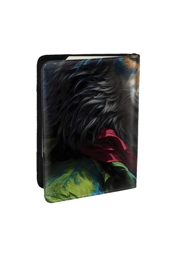 Vintage Wolf Warrior Pattern Passport Holder Wallet Leather Mulit-purpose Travel Wallet Credit Cards Case ,Passport Cover for Women Men-6.5 in
