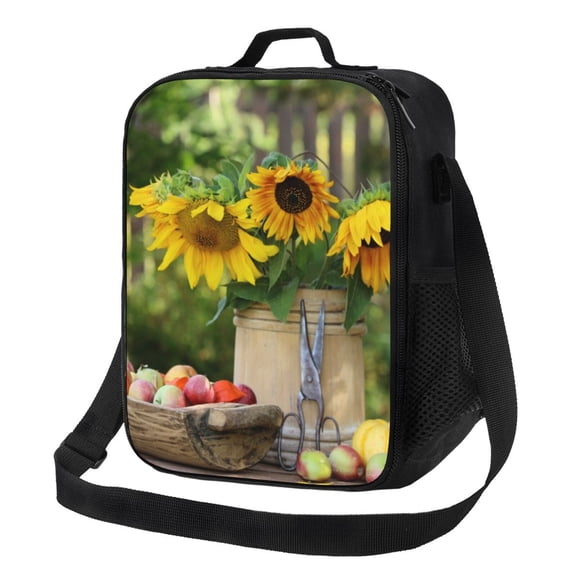 Rateoe Vintage Wooden Bucket Lunch Bag Reusable Lunch Box with Shoulder Straps for Men Women Insulated Portable Lunchbox for adults Suitable for School Work Picnic