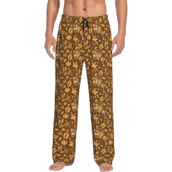 Rateoe Vintage fall harvest basket Pattern Men’s Ultra-Soft Comfy Pajama Lounge Pants Sleepwear,Comfortable Lounge Wear,lightweight Pajamas, Casual Home Wear-