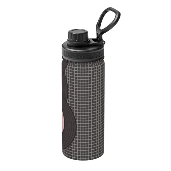Rateoe Vinyl Records Printed 18oz Sports Insulated Water Bottle, Double-Wall Stainless Steel Kettle with Leak-Proof Cap and Carry Loop, BPA-Free for Outdoor, Gym, Camping, and Travel