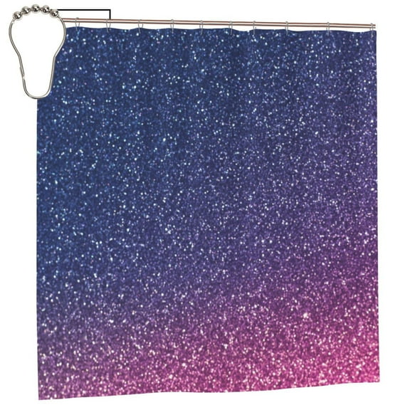 Rateoe Violet Glitter Shower Curtain - Fancy Bathroom Shower Curtain Sets - Waterproof Shower Curtain with Hooks with 12 Plastic Hooks 72x72 Inches