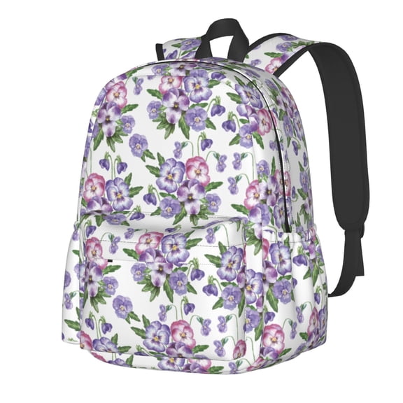 Rateoe Violets Flowers Pattern Student Backpack,Backpack for School,Lightweight Bag,Travel Backpack,Outdoor Backpack,Large Capacity Backpack