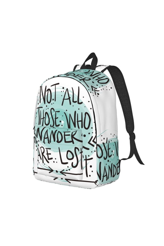 Not All Who Wander Are Lost1 Pattern Durable Canvas Backpack for Men & Women – Stylish & Lightweight – Adjustable Straps, Multiple Pockets – Fits 15-17 Inch LaptopsSmall