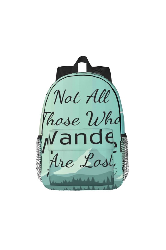 Not All Those Who Wander Are Lost1 Pattern Student Backpack Water-resistant Backpack 15-inch Laptop Backpack Lightweight Adjustable School Backpack
