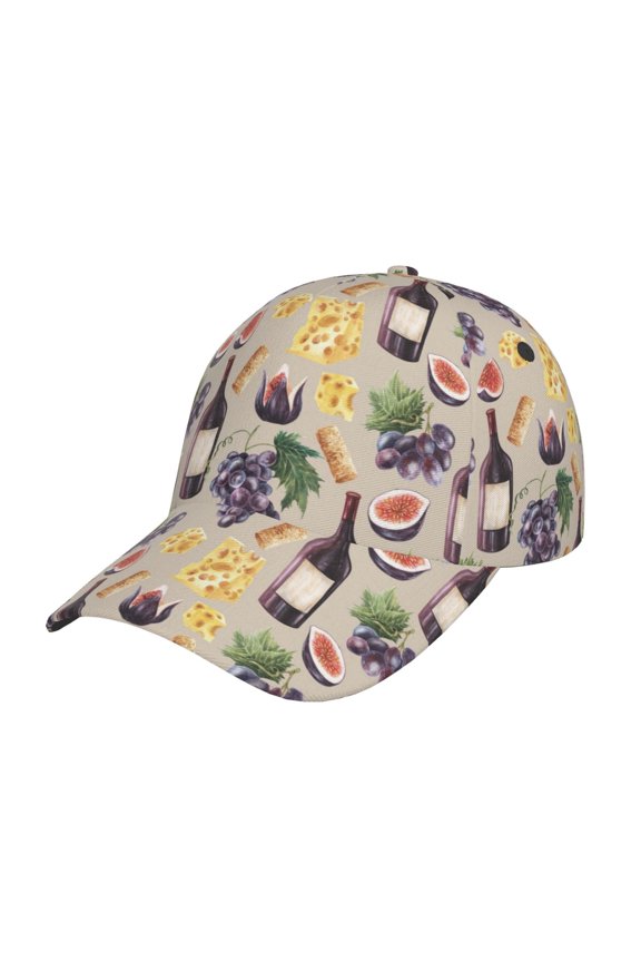 Watercolor Bottles And Glasses Pattern Mens Baseball Cap Adjustable Curved Brim Hat, Soft Cotton Sports Cap for Outdoor, Casual, and Everyday Wear, Comfortable & Breathable