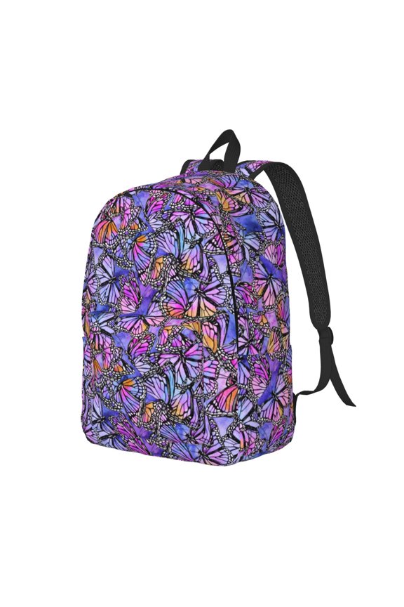 Watercolor Butterflies Pattern Durable Canvas Backpack for Men & Women – Stylish & Lightweight – Adjustable Straps, Multiple Pockets – Fits 15-17 Inch LaptopsSmall