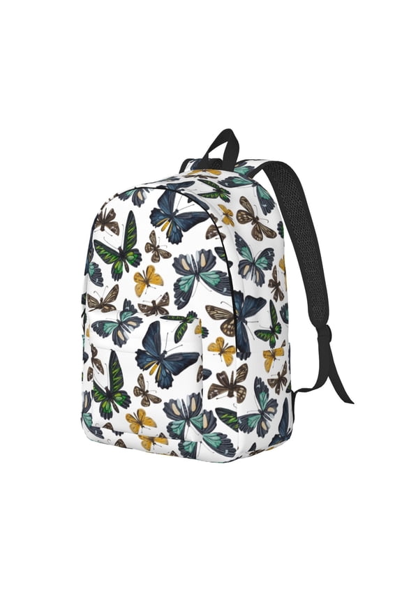 Watercolor Butterflies Pattern Durable Canvas Backpack for Men & Women – Stylish & Lightweight – Adjustable Straps, Multiple Pockets – Fits 15-17 Inch LaptopsSmall