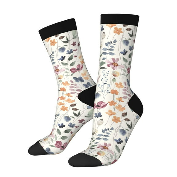 Rateoe Watercolor Floral for Women Casual Calf Socks - Cute Crew Socks - Thin Soft Above Ankle Socks Size 5-11