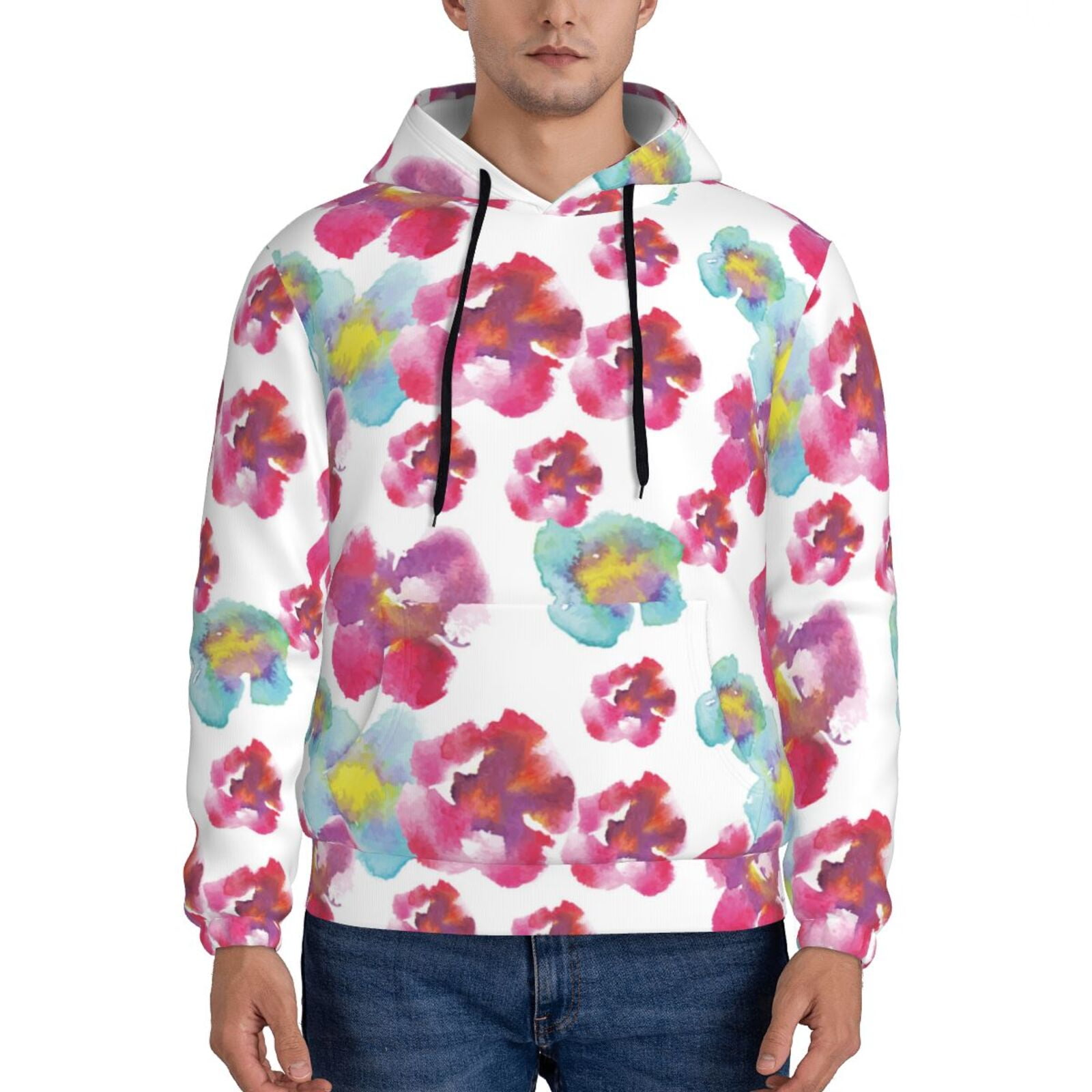 Watercolor Parrot Tropical Print Men's Hoodie