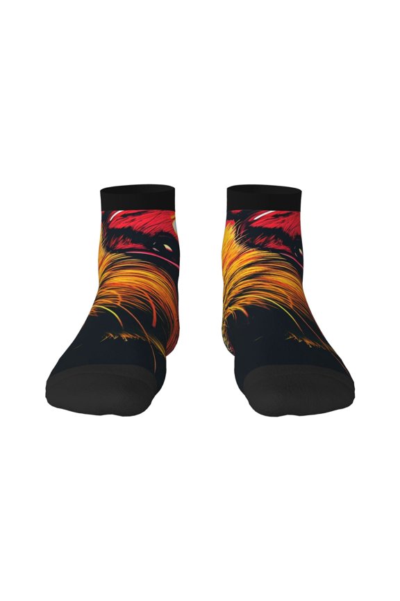 Watercolor Glasses Guinea Pig Pattern Quarter Crew Socks,Toe Seamed Ankle Socks,Cotton Cushioned Breathable Athletic Crew Sports Socks