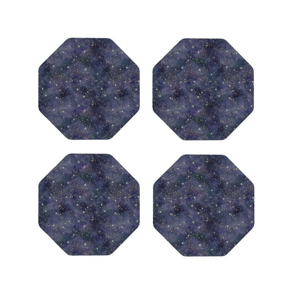 Rateoe Watercolor Indigo Drawing Drink Coasters Set of 4 Leather Coasters Spill Protection for Table Desk,Durable and Non Slip Leather Coaster ,4 Inches Drink Mats-Octagon