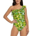 thumbnail image 1 of Rateoe Watercolor Kiwi Fruits Summer Pattern Women One Piece Swimsuits Tummy Control One Shoulder Bathing Suits Ruffle Swimwear-XX-Large, 1 of 6