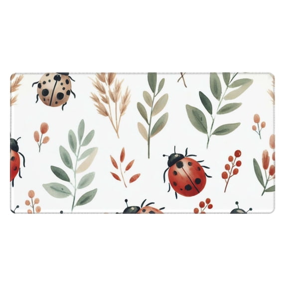 Rateoe Watercolor Ladybug Print Mouse Pad - Extended Large Gaming Mousepad,Non-Slip Stitched Edge,16x29.5 Inch