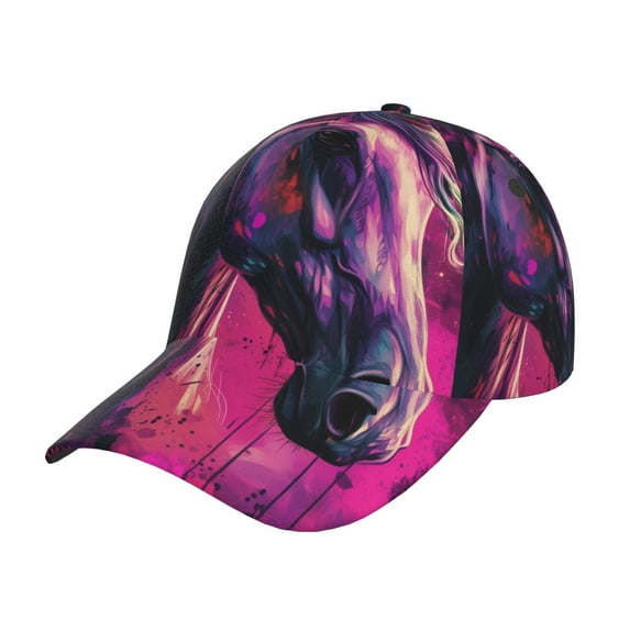 Rateoe Watercolor Painting White Horse Pattern Baseball Cap Outdoor Cap Mountain Dad Hat - Unstructured Soft Cotton Cap-Adjustable UV Protection Cap
