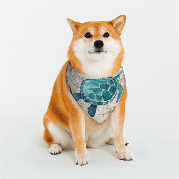 Rateoe Watercolor Sea Turtle Print Pet Scarf for Dogs and Cats – Stylish Reflective Design, Breathable & Durable Pet Bandana with Quick-Release Buckle-Large