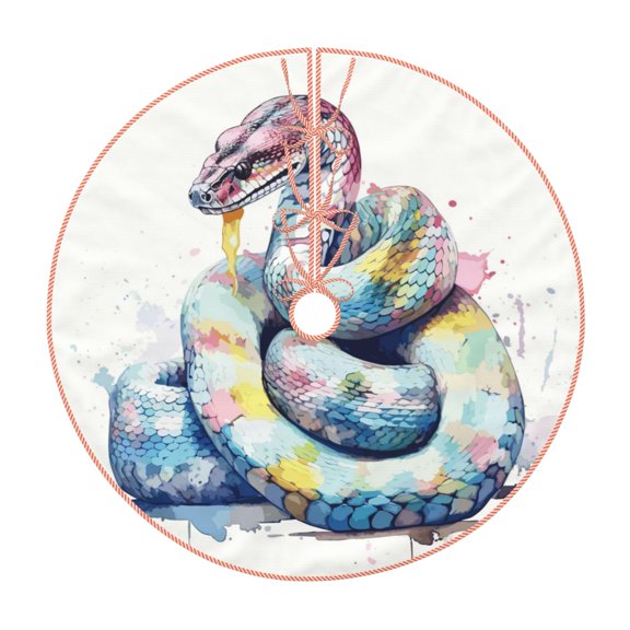 Rateoe Watercolor Snake Pattern Christmas Tree Skirt with Ties, Christmas Tree Decorations, Farmhouse Christmas Decor Xmas Holiday Decorations-30"