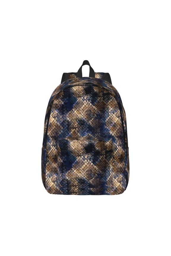 Watercolor Snake Skin Pattern Canvas College Laptop Backpack,Travel Daypack,Durable Rucksack Travel Notebook Bag School Backpack Book Bag for Men Women-Medium