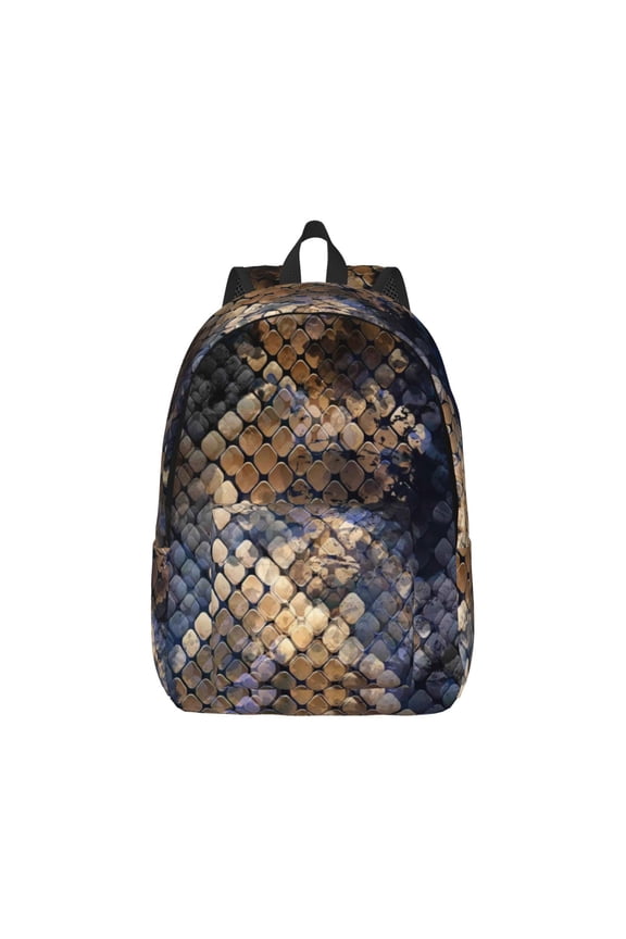 Watercolor Snake Skin Pattern Canvas College Laptop Backpack,Travel Daypack,Durable Rucksack Travel Notebook Bag School Backpack Book Bag for Men Women-Medium