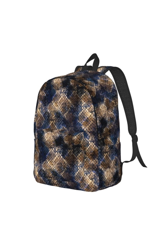 Watercolor Snake Skin Pattern Durable Canvas Backpack for Men & Women – Stylish & Lightweight – Adjustable Straps, Multiple Pockets – Fits 15-17 Inch LaptopsMedium