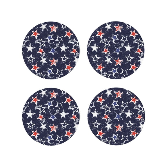 Rateoe Watercolor Stars Drawing Drink Coasters Set of 4 Leather Coasters Spill Protection for Table Desk,Durable and Non Slip Leather Coaster ,4 Inches Drink Mats-Round Shape