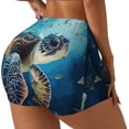 thumbnail image 1 of Rateoe Watercolor Turtle Printed Power Workout Shorts for Women Tummy Control Squat Proof Ribbed Thick Seamless Scrunch Active Short-X-Large, 1 of 8